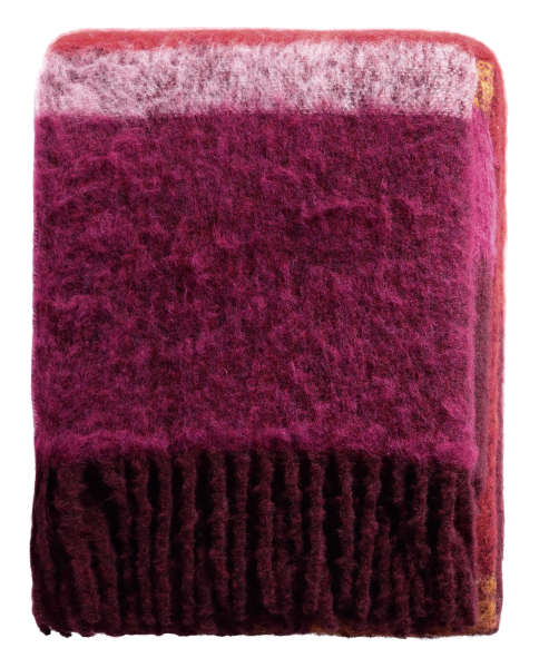 Biederlack Fransenplaid 'Mohair Look Crimson' 130 x 190 cm Rot - Violett
